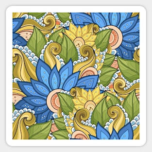 Colored Pattern with Floral Motifs Sticker